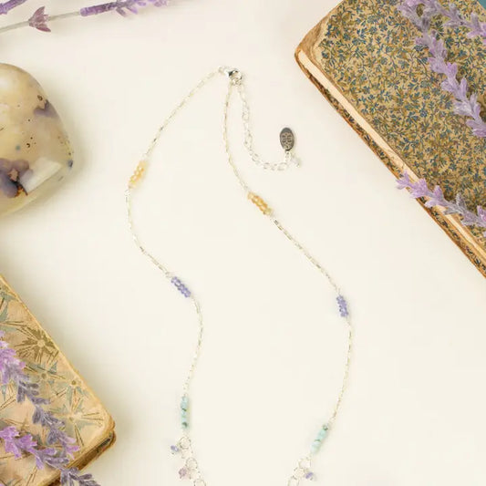Sanctuary 18-20" Citrine, Amethyst, Larimar Collage Necklace