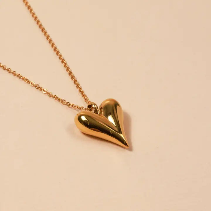 Heart Charm 18K Gold Plated Stainless Steel Necklace