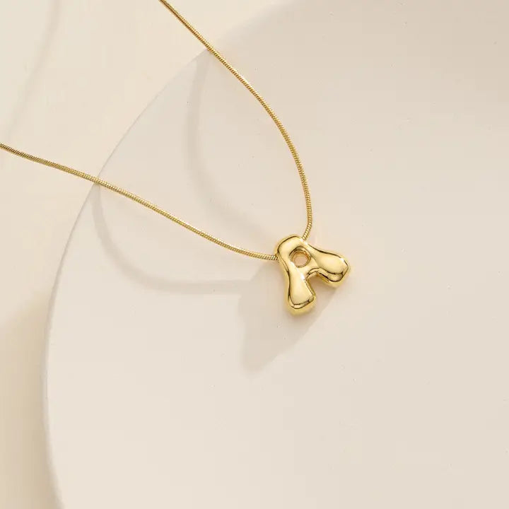 16 Assorted 18K Gold Dipped Bubble Initial Necklace