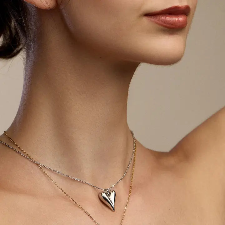 Heart Charm 18K Gold Plated Stainless Steel Necklace