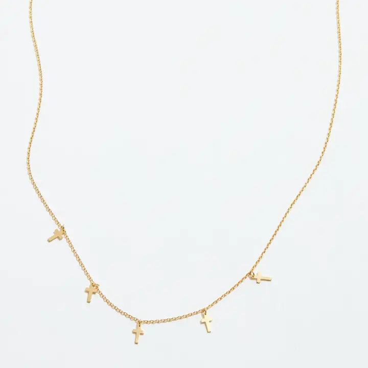Gold Dipped Dainty Cross Charm Necklace