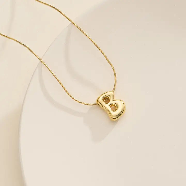 16 Assorted 18K Gold Dipped Bubble Initial Necklace