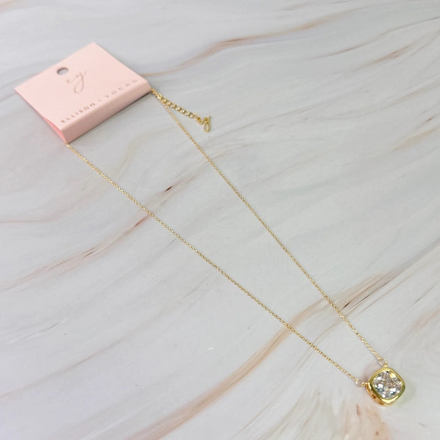 Cushion Cut Bezel Diamond Necklace